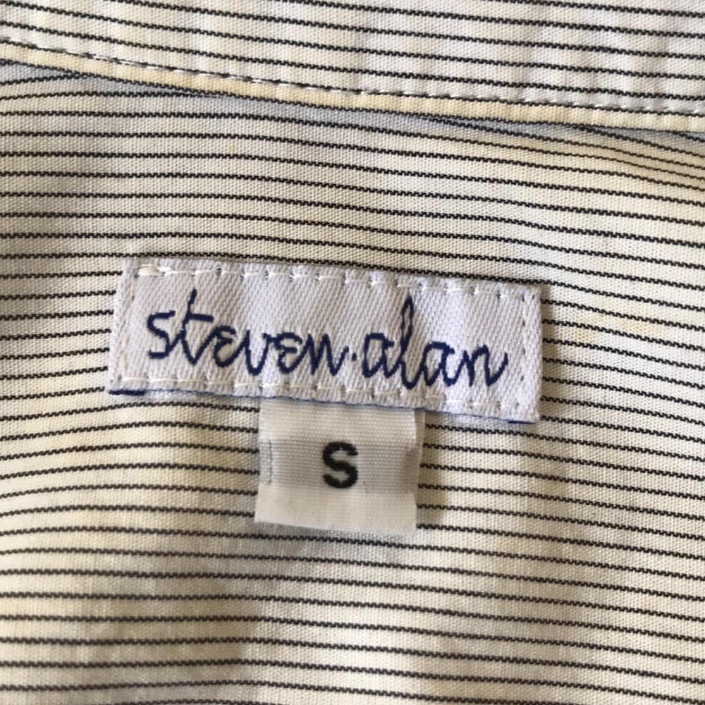 Steven Alan Extended Button Down Pinstripe Shirt S - image 6